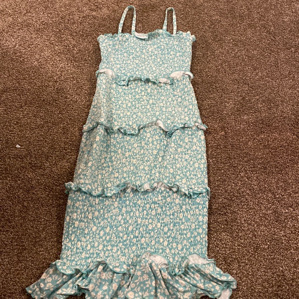 Green dress with white flowers